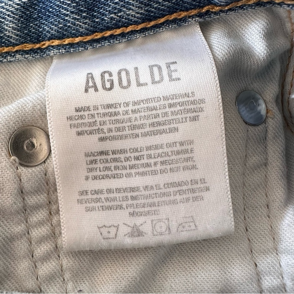 Agolde Dee Vintage high rise distressed light wash denim shorts size 23 - Picture 7 of 8